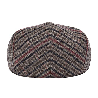 STARANCE Men Wool Blend Newsboy Cap Flat Hat - color: Houndstooth Coffee, size: 7 1/4
