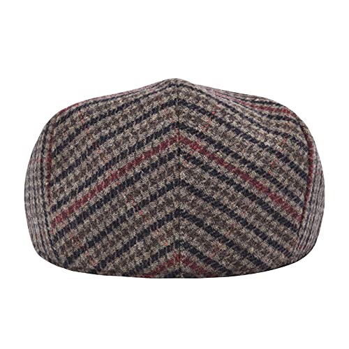 STARANCE Men Wool Blend Newsboy Cap Flat Hat - color: Houndstooth Coffee, size: 7 1/2