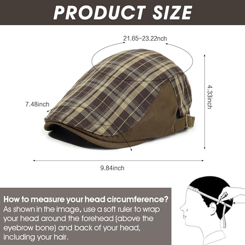 3Pcs Men's Newsboy Caps Cotton Cooling Hat Adjustable Flat Cap for Men - color: 4#-black+coffee+khaki