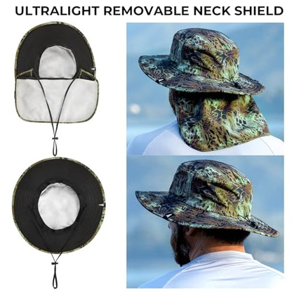 KastKing Sol Armis UPF 50 Boonie Hat for Sun Protection,Men Women - color: Green (With Shield)