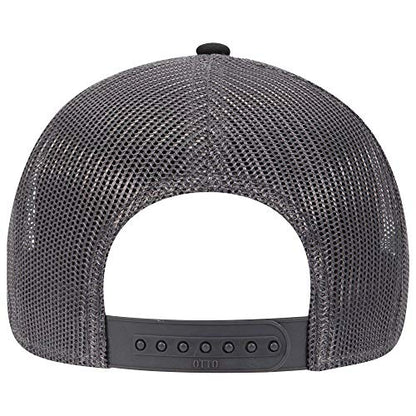 OTTO 6 Panel Low Profile Contrast Vertical Mesh Back Cap - color: Blk/Blk/Ch.gry