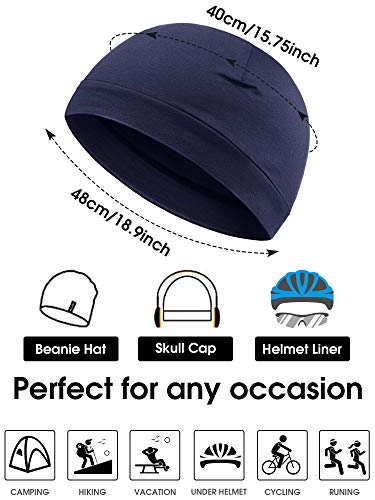Syhood 4 Cotton Skull Caps for Men Women Sleep Night Hat Beanie - color: White, Gray, Navy Blue, Black