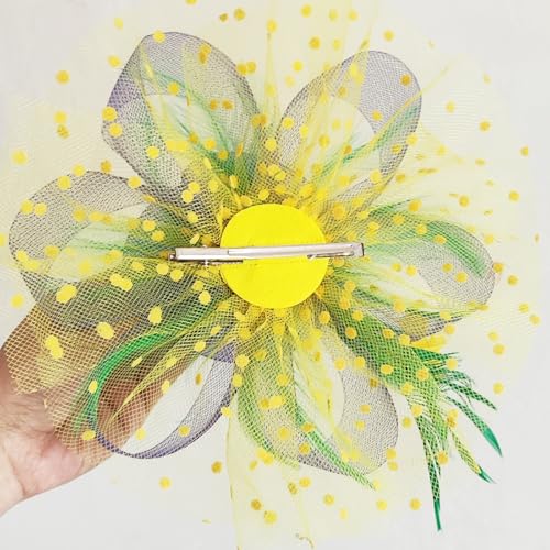 WLBON Fascinators Hat 20s 50s Headband Hair Clips Flower Feather Headpiece Headwear Women Halloween Carnival Cocktail Wedding Church Cosplay Dress Up Birthday Tea Party Accessories Purple Green Yellow - color: Purple Green Yellow