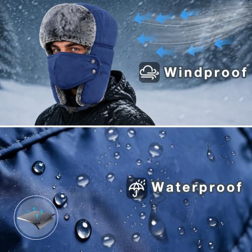 mysuntown Warm Winter Hats for Women Men with Ear Flaps for Cold Weather - color: Blue