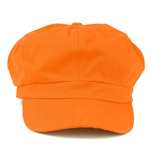 Women's Lightweight 100% Cotton Soft Fit Newsboy Cap with Elastic Back - color: Orange