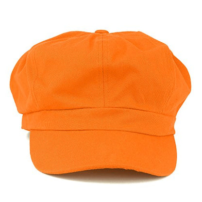 Women's Lightweight 100% Cotton Soft Fit Newsboy Cap with Elastic Back - color: Orange