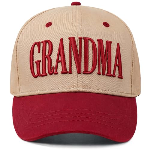 Grandma Trucker Hat for Women, Vintage Two-Tone Grandma Baseball Hat, New Grandmother Birthday Gifts - color: 01.red