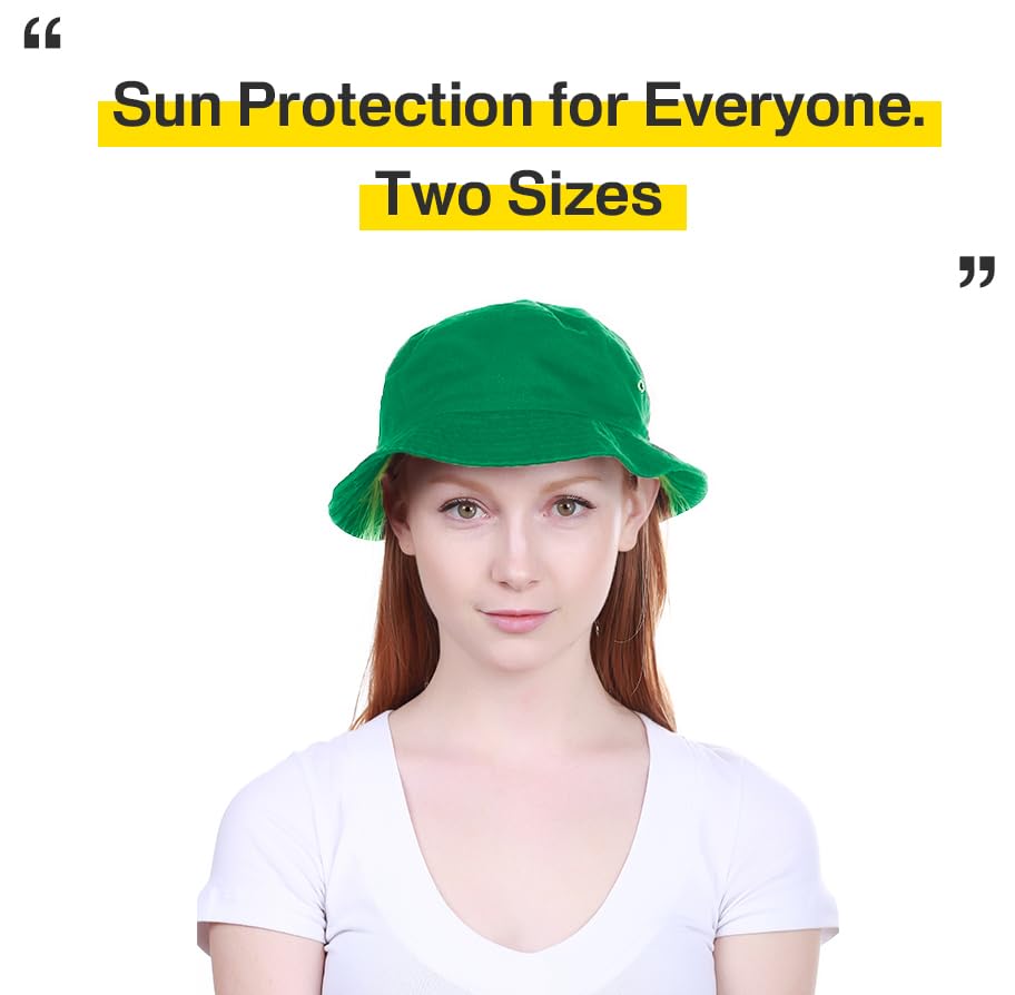 KBETHOS® 100% Cotton Washed Bucket Hat - color: Kelly Green, size: Large-X-Large