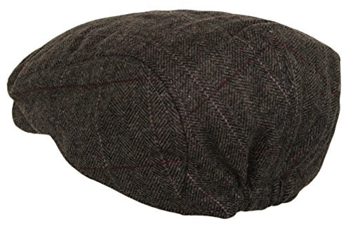 Wonderful Fashion Men's Herringbone Wool Tweed Newsboy IVY Cabbie Driving Hat - color: Plaid Brown