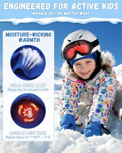 AWAYTR Kids Balaclava Ski Mask for Boys Girls - Fleece Windproof Winter Cap - color: Royal Blue