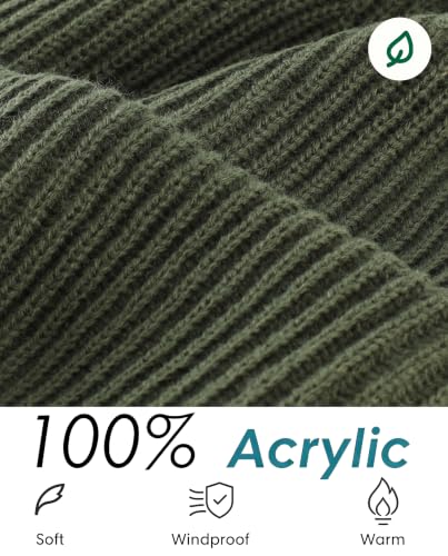Home Prefer Rib Knit Beanie Hat for Men and Women Cuffed Beanie Winter Hat - color: Army Green