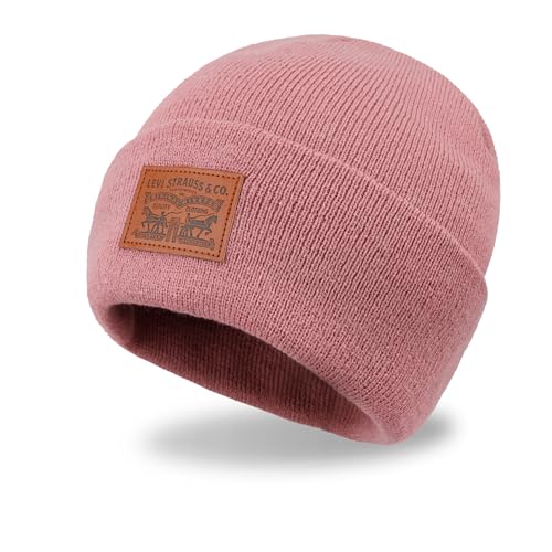 Levi's Mens All-Season Hero Beanie Soft Knit Cuffed Winter Hat, Warm & Comfortable Everyday Style - color: Pink
