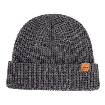 Oversized L/XL/XXL Merino Wool Blend Waffle Beanie No Lined Hat Warm Skull Watch Cap Winter - color: Grey(waffle), size: Medium-Large