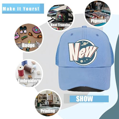 ZH 12 Pack Mesh Trucker Hats, Bulk Baseball Caps for Men and Women, Trucker Cap Wholesale - color: Light Blue