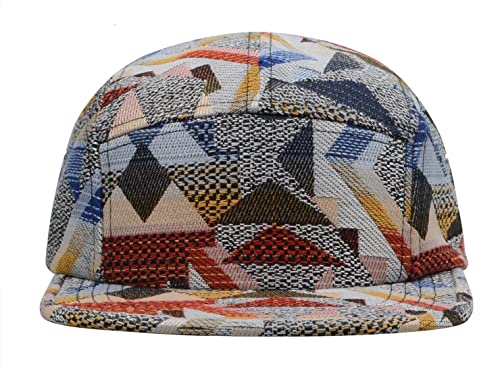 5 Panel Camper Hat | Multi-Color Unique Designs | Caps for Men & Women | Large or X-Large - color: Geo Red Multicolored, size: 7-7 1/8