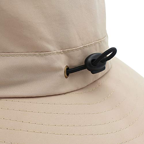 Women Lightweight Safari Sun Hat Quick Dry Fishing Hat with Strap Cool - color: Khaki