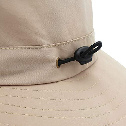 Women Lightweight Safari Sun Hat Quick Dry Fishing Hat with Strap Cool - color: Khaki