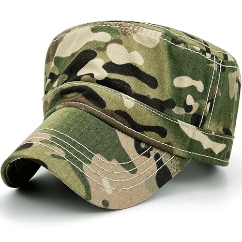 Loneshark Tactical Camo Military Hat Cadet Cap Army Flat Top - color: Woodland, size: One Size