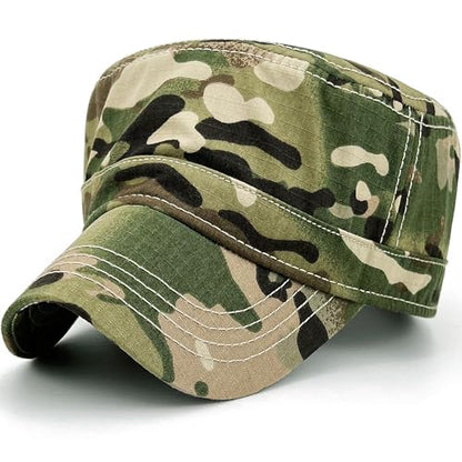 Loneshark Tactical Camo Military Hat Cadet Cap Army Flat Top - color: Woodland, size: One Size