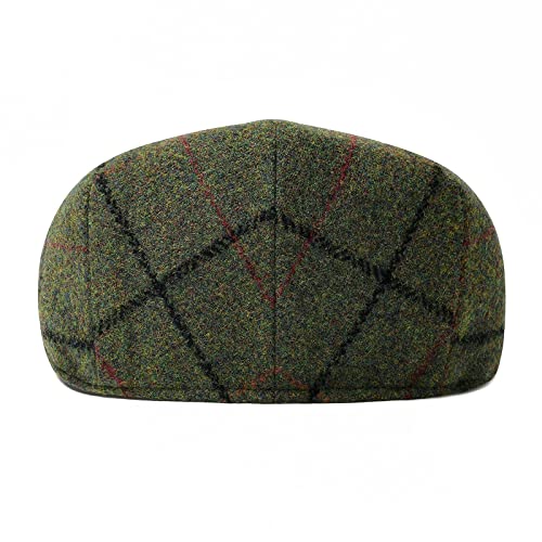 Men Wool Plaid Ivy Gatsby Newsboy Cap - color: Plaid Green, size: 7 7/8