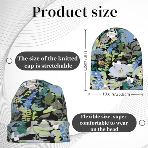 Unisex Stretch Knit Beanie Hat - color: Flowers and Plants