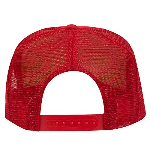 Ashen Fane Kids' Polyester Foam Front 5 Panel High Crown Mesh Back Trucker Hat - color: Red