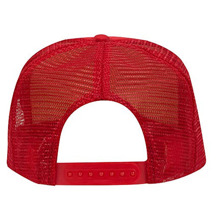 Ashen Fane Kids' Polyester Foam Front 5 Panel High Crown Mesh Back Trucker Hat - color: Red