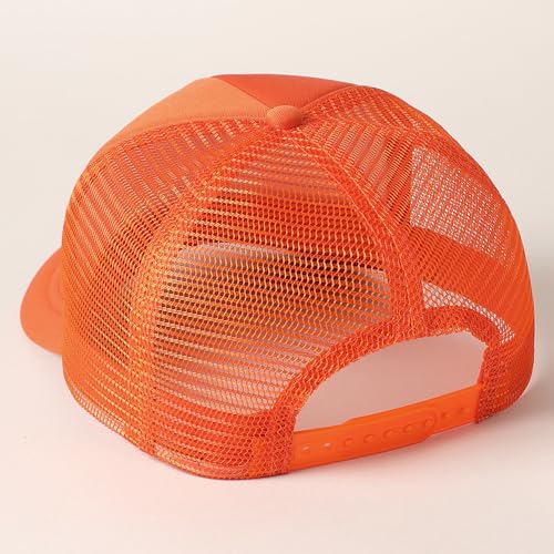 MIRMARU 5 Panels Blank Foam Front Two Tone Solid Trucker Mesh Back Baseball Cap with Adjustable Snapback Strap - color: Solid-orange