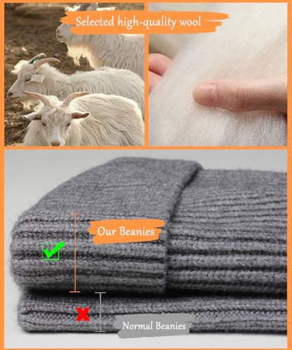 Heniho Wool Fleece Lined Fisherman Beanie for Men, Winter Warm Hats Cuffed Knit Watch Cap Trawler Hat - color: 1pack C- Navy