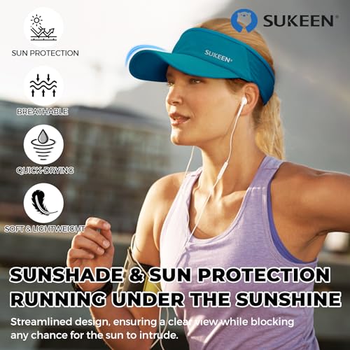 Sukeen Lightweight Sports Sun Visor Hat for Men Women - color: Teal Blue