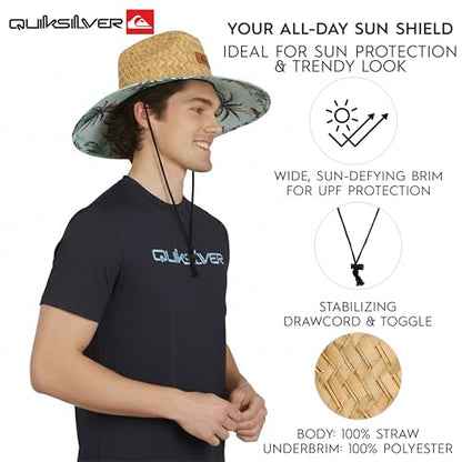 Quiksilver Men's Wide Brim Outdoor Lifeguard Straw Sun Hat - color: Aqua, size: XX-Large