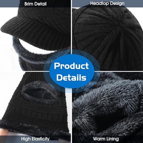 Clothclose Winter Balaclava Beanie Hat Knit Thermal Ski Mask for Men Women - color: Black