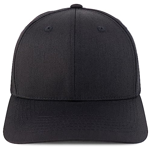 Trendy Apparel Shop Structured High Profile 6 Panel Curved Bill Snapback Baseball Cap - color: Black
