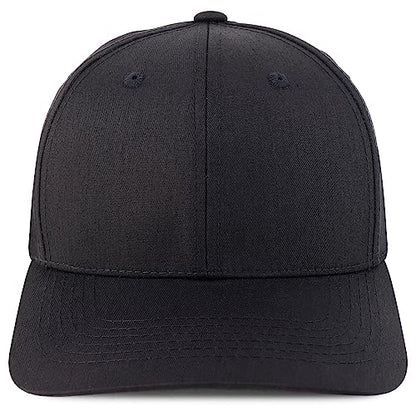 Trendy Apparel Shop Structured High Profile 6 Panel Curved Bill Snapback Baseball Cap - color: Black