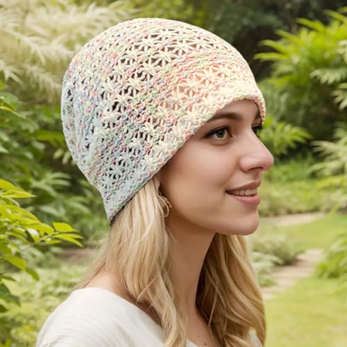 XYIYI Womens Chemo Headwear Hats Cotton Slouchy Beanie Cap Scarf - color: 2pc Lace Mesh Black Beige