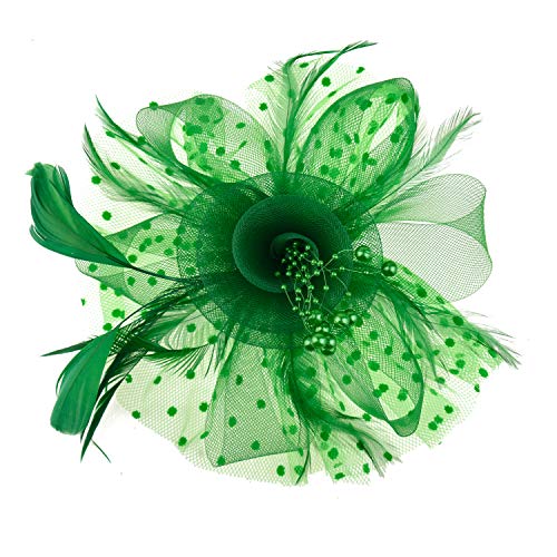 AQOKKA Women Fascinators Hats Flower Fascinators with Headband and Clip Tea Party Headwear for Women and Girls - color: 1 Pc 7" Diameter / Green