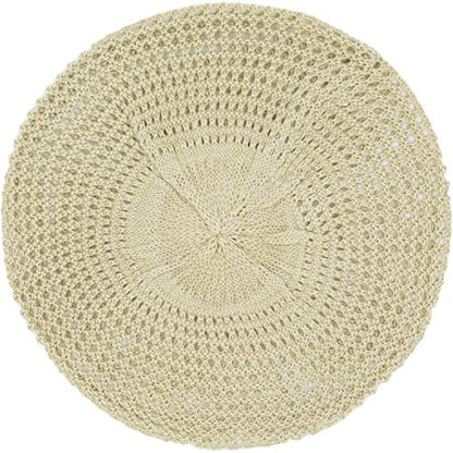 an Womens Lightweight Cut Out Knit Beanie Beret Cap Crochet Hat - Many Styles - color: Beige Open Knit
