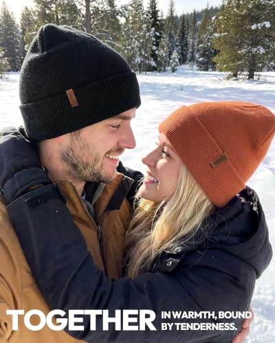 Beanie for Men Women, Winter Double Layer Warm Hat Skull Cap - color: Dark Grey+black+dark Orange