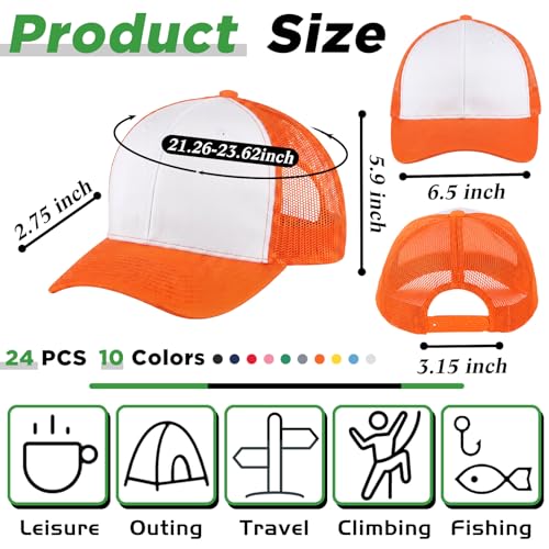 Suhine 24 Pcs Blank Trucker Hat Bulk,Unisex Baseball Cap - color: Multicolor 2