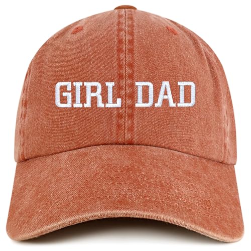 Trendy Apparel Shop Girl DAD Embroidered Unstructured Pigment Dyed Cotton Baseball Cap - color: Orange