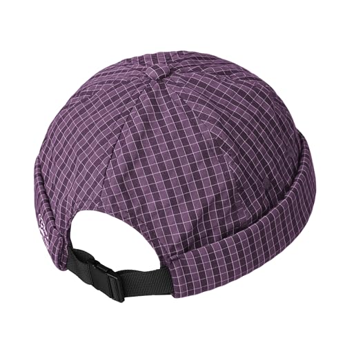 Croogo Checked Brimless Hat Lightweight Quick Dry Docker Cap for Men - color: Purple