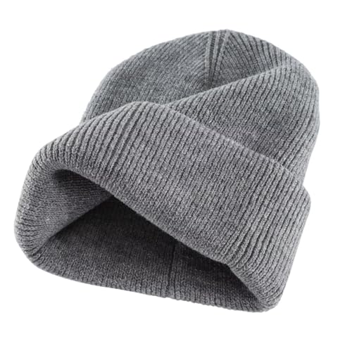 Connectyle Thick Cuffed Beanie for Men & Women Double Layer Knit Winter Hat Acrylic Watch Hat Warm Stocking Skull Cap - color: Light Grey
