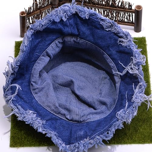 Cotton Denim Distressed Bucket Hat, Sun Hat, Hat for Men and Women - color: Yfub