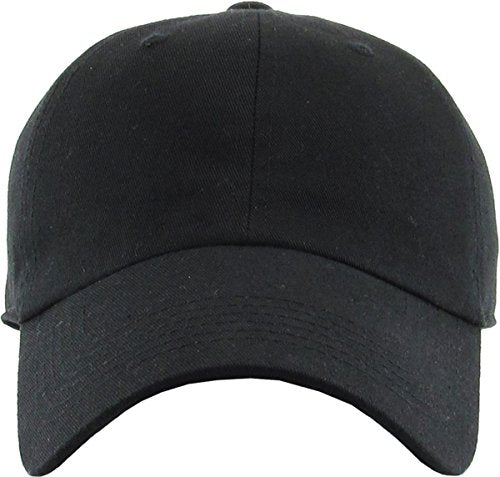 KBETHOS Classic Unisex Cotton Adjustable Low Crown Baseball Cap – Plain Dad Hat - color: Black (12 Pack)