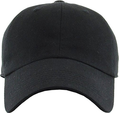 KBETHOS Classic Unisex Cotton Adjustable Low Crown Baseball Cap – Plain Dad Hat - color: Black (12 Pack)