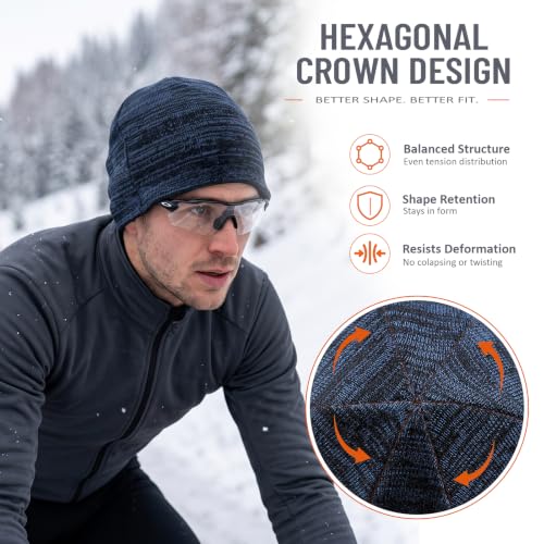 Lvaiz Winter Fleece Lined Beanie Hat for Men Women Reversible Skull Cap - color: Blue+black