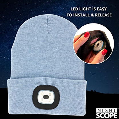 Classic Rechargeable LED Warm Knit Beanie Head Light Hat Headlamp for Outdoor Activities - color: Blue