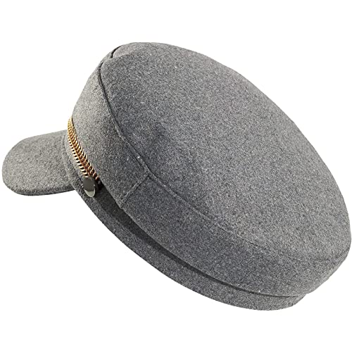 Brcus Men Women Newsboy Cabbie Peaked Beret Cap Baker Boy Yacht Captain Sailor Hat - color: Grey