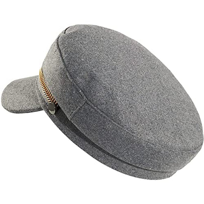 Brcus Men Women Newsboy Cabbie Peaked Beret Cap Baker Boy Yacht Captain Sailor Hat - color: Grey