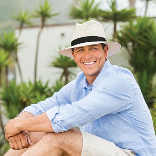 Unisex Palm Beach Fedora, Medium-Large or XL, Packable, UPF 50+, Adjustable - color: Ivory, size: Medium-Large